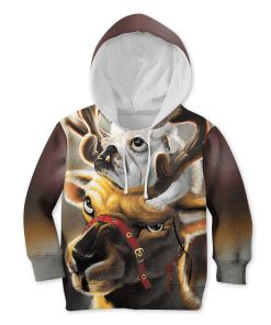 Pull Dog Riding Reindeer On Christmas Custom Hoodies T-shirt Apparel HD-PET110195K kid 3D apparel Kid Hoodie S/6-8