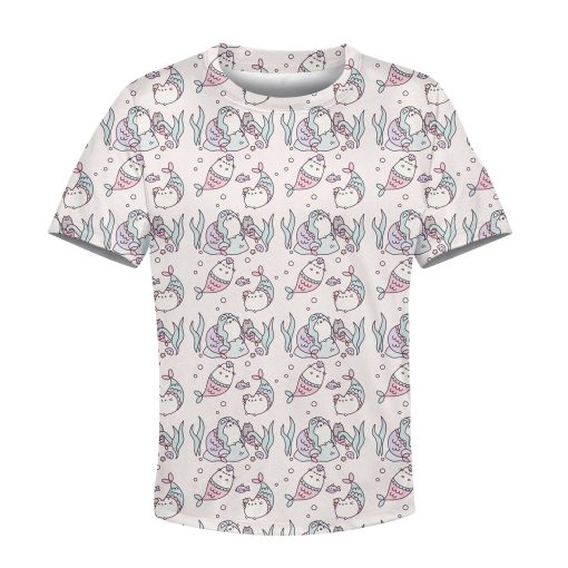 Pusheen Mermaid Kid Custom Hoodies T-shirt Apparel HD-PET110321K kid 3D apparel Kid T-Shirt XS