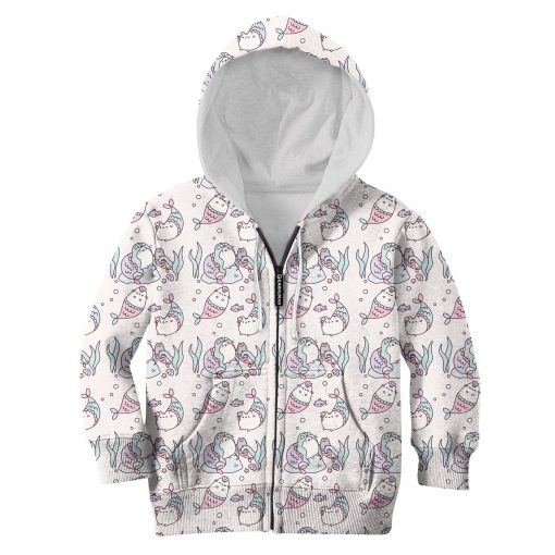Pusheen Mermaid Kid Custom Hoodies T-shirt Apparel HD-PET110321K kid 3D apparel Kid Zip Hoodie S/6-8
