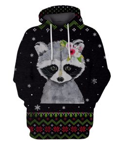 Raccon with Flowers Custom T-shirt - Hoodies Apparel HD-PET110228 3D Custom Fleece Hoodies Hoodie S 