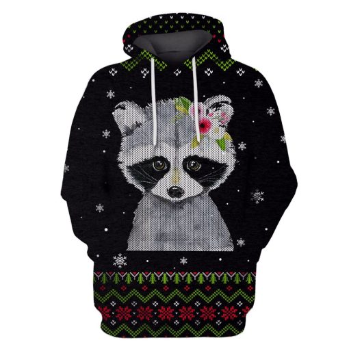 Raccon with Flowers Custom T-shirt - Hoodies Apparel HD-PET110228 3D Custom Fleece Hoodies Hoodie S