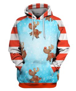 Reindeer Christmas Elk Custom T-shirt - Hoodies Apparel HD-UGL110176 3D Custom Fleece Hoodies Hoodie S 