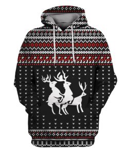 Reindeer Merry christmas Custom T-shirt - Hoodies Apparel HD-UGL110147 3D Custom Fleece Hoodies Hoodie S 