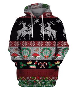 Reindeers Merry Christmas Custom T-shirt - Hoodies Apparel HD-UGL110103 3D Custom Fleece Hoodies Hoodie S 