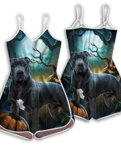 Gearhumans 3D Pitbull Hello Darkness My Old Friend Custom Romper