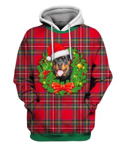 Rottweiler On Christmas Custom T-shirt - Hoodies Apparel HD-UGL110113 3D Custom Fleece Hoodies Hoodie S 