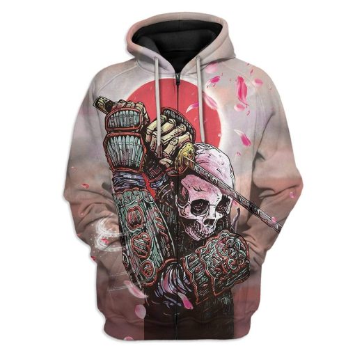 Samurai Ninja Skull Custom T-Shirts Hoodies Apparel JP-TA0502204 3D Custom Fleece Hoodies Zip Hoodie S