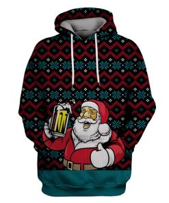 Santa Claus Drinking Beer On Christmas Custom Hoodie HD-UGL110127 3D Custom Fleece Hoodies Hoodie S 
