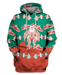 Santa Claus In Shape Having Muscle Custom Hoodie HD-UGL110134 3D Custom Fleece Hoodies Hoodie S 