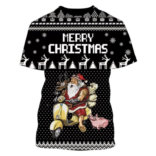 Santa Claus Merry Christmas Custom T-shirt - Hoodies Apparel HD-UGL110205 3D Custom Fleece Hoodies T-Shirt S