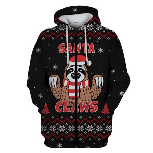 Santa Claws Custom T-shirt - Hoodies Apparel HD-UGL110202 3D Custom Fleece Hoodies Zip Hoodie S