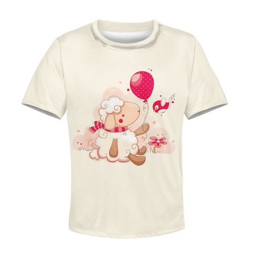 Sheep Giving Balloon To Bird Custom Hoodies T-shirt Apparel HD-PET110344K kid 3D apparel Kid T-Shirt XS