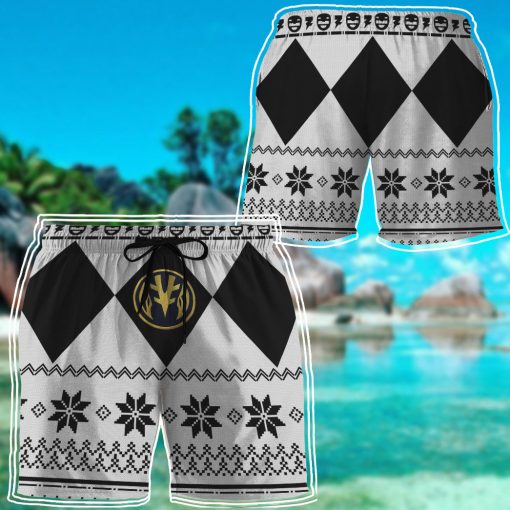 Gearhumans 3D White Power Ranger Hawaii Shorts - Image 4
