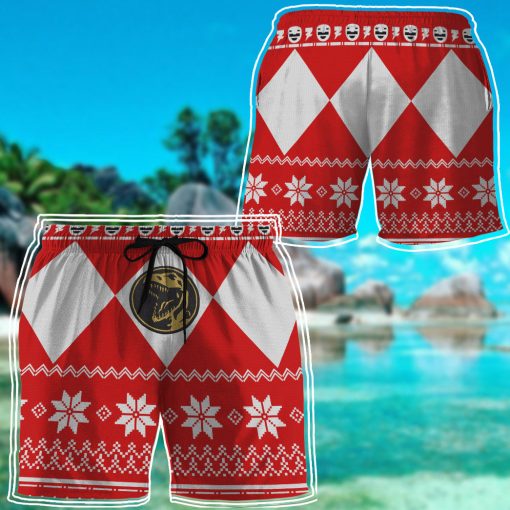 Gearhumans 3D Red Power Ranger Hawaii Shorts