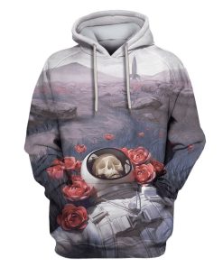 Skullcap Astronaut And Red Flowers Custom T-shirt - Hoodies Apparel HD-GH110535 3D Custom Fleece Hoodies Hoodie S