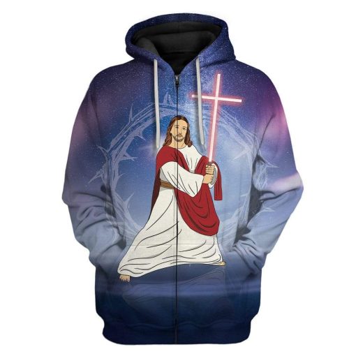Sky Jesus In Galaxy Custom T-Shirts Hoodies Apparel JE-TA1912194 3D Custom Fleece Hoodies Zip Hoodie S