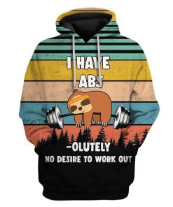 Sloth Absolutely No Desire To Work Out Custom T-Shirts Hoodies Apparel GM-DT1601203 3D Custom Fleece Hoodies Hoodie S 