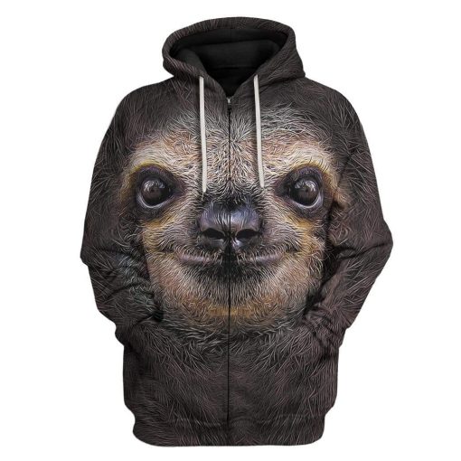 Sloth Custom T-Shirts Hoodies Apparel HD-QM1401202 3D Custom Fleece Hoodies Zip Hoodie S