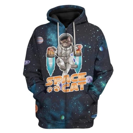 Space Cat Custom T-Shirts Hoodies Apparel CT-AT3112195 3D Custom Fleece Hoodies Zip Hoodie S