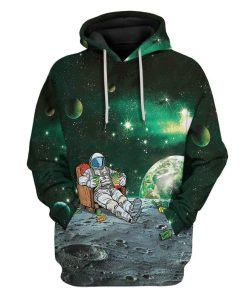 St Patrick's Day Astronaut Drinking Beer Custom T-Shirts Hoodie Apparel DK-DT0402206 3D Custom Fleece Hoodies Hoodie S