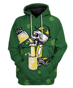 St Patrick's Day Drunk Skull Custom T-Shirts Hoodies Apparel SK-DT0302201 3D Custom Fleece Hoodies Hoodie S 