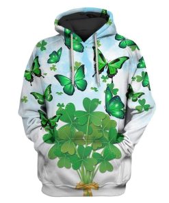 St Patricks Day Funny with butterfly Custom T-shirt - Hoodies Apparel HD-GH110698 3D Custom Fleece Hoodies Hoodie S 