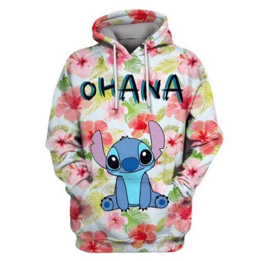 Stitch Ohana Hoodies - T-Shirts - Zip Hoodies Apparel HT110107 3D Custom Fleece Hoodies Hoodie S