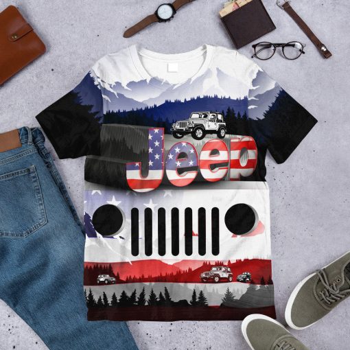 Gearhumans 3D Jeep American Flag Tshirt Hoodie Apparel