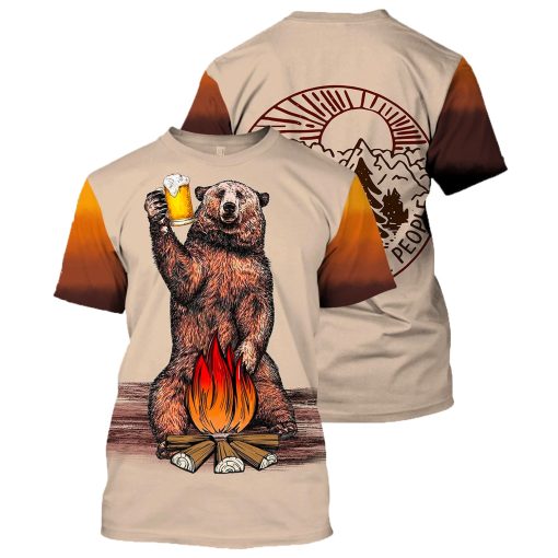 Gearhumans I Hate People - Camping Bear Beer - 3D All Over Printed Shirt - Image 3