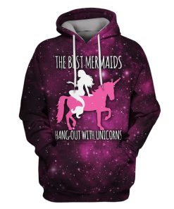 The Best Mermaids Hangout With Unicorn Custom T-shirt - Hoodies Apparel HD-MV110621 3D Custom Fleece Hoodies Hoodie S 