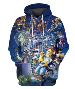 The Simpsons-Futurama Infinitely Secret Crossover Crisis Hoodies - T-Shirts Apparel MV110194 3D Custom Fleece Hoodies Hoodie S 