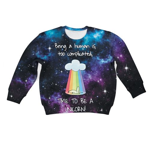 Time To Be A Unicorn Custom Hoodies T-shirt Apparel HD-UNI110164K kid 3D apparel Kid Sweatshirt 2XS/3-4