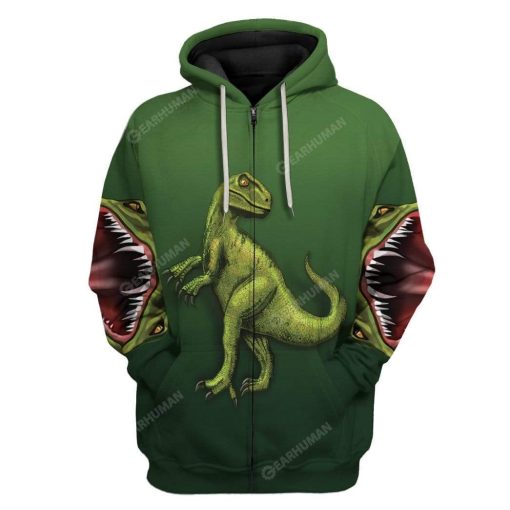 Trex Dinosaur T-Shirts Hoodies Apparel HD-QM2611191 3D Custom Fleece Hoodies Zip Hoodie S
