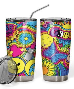 Gearhumans 3D Hippie Vibes Custom Glitter Tumbler