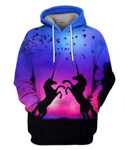 Two Unicorns in sunset Custom T-shirt - Hoodies Apparel UNI110147 3D Custom Fleece Hoodies Hoodie S 