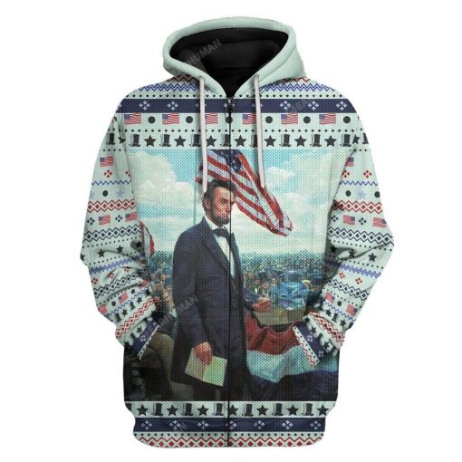Ugly Abraham Lincoln Custom T-shirt - Hoodies Apparel HD-DT14111904 3D Custom Fleece Hoodies Zip Hoodie S