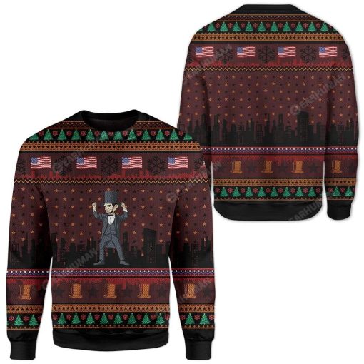 Ugly Abraham Lincoln Joker Custom T-shirt - Hoodies Apparel HD-GH07111914 Ugly Christmas Sweater