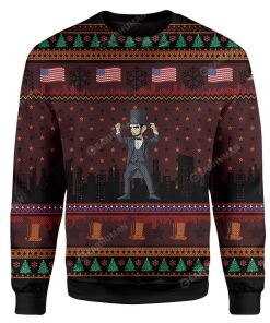 Ugly Abraham Lincoln Joker Custom T-shirt - Hoodies Apparel HD-GH07111914 Ugly Christmas Sweater Long Sleeve S 