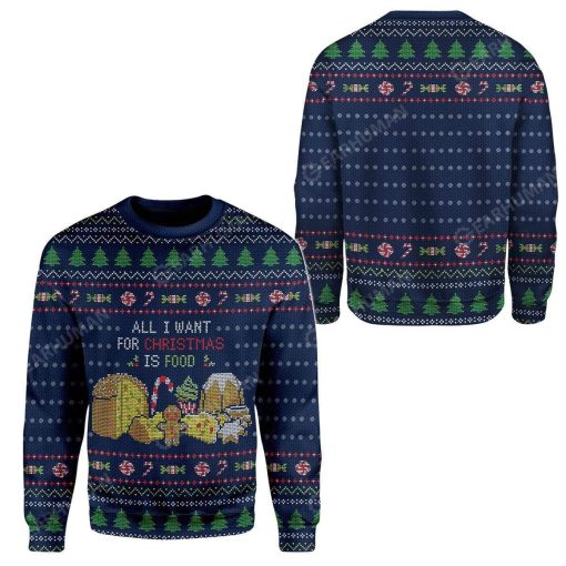 Ugly All I Want For Christmas Is Food Custom T-shirt - Hoodies Apparel HD-AT16111913 3D Custom Fleece Hoodies