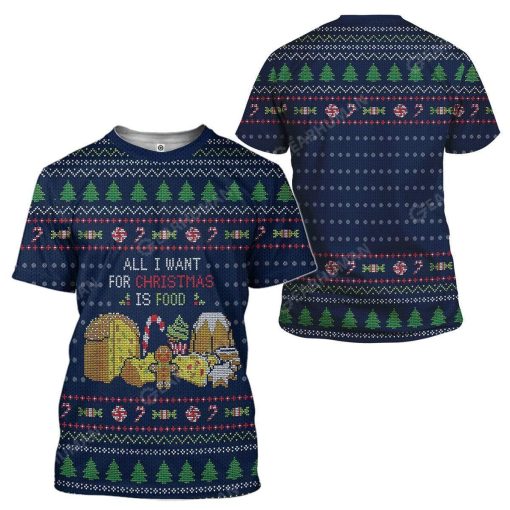 Ugly All I Want For Christmas Is Food Custom T-shirt - Hoodies Apparel HD-AT16111913 3D Custom Fleece Hoodies