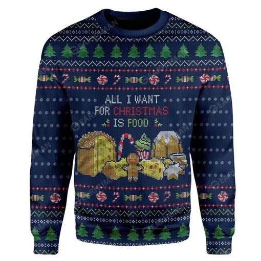 Ugly All I Want For Christmas Is Food Custom T-shirt - Hoodies Apparel HD-AT16111913 3D Custom Fleece Hoodies Long Sleeve S