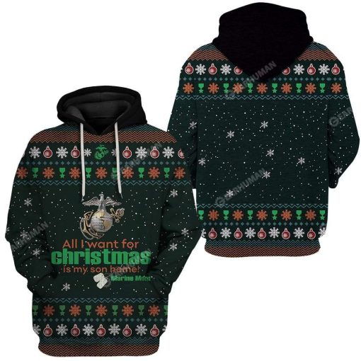 Ugly All I Want For Christmas Is My Son Home Custom T-shirt - Hoodies Apparel HD-DT19111902 3D Custom Fleece Hoodies