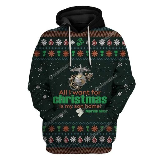 Ugly All I Want For Christmas Is My Son Home Custom T-shirt - Hoodies Apparel HD-DT19111902 3D Custom Fleece Hoodies Hoodie S