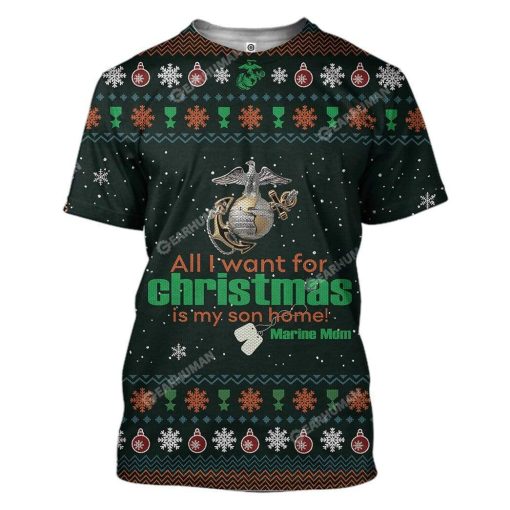 Ugly All I Want For Christmas Is My Son Home Custom T-shirt - Hoodies Apparel HD-DT19111902 3D Custom Fleece Hoodies T-Shirt S