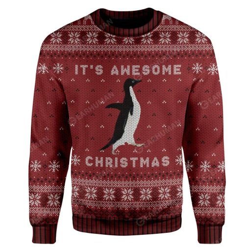 Ugly Awesome Penguin Christmas Custom Sweater Apparel AN-DT2711194 Ugly Christmas Sweater Long Sleeve S
