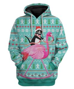 Ugly Cat And Flamingo Custom T-shirt - Hoodies Apparel HD-TT08111908 3D Custom Fleece Hoodies Hoodie S 
