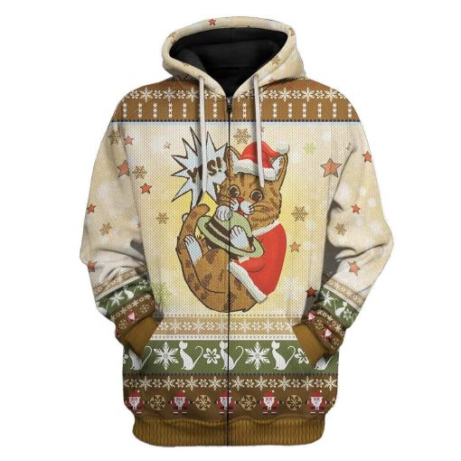 Ugly Cat Custom T-shirt - Hoodies Apparel HD-AT22111901 3D Custom Fleece Hoodies Zip Hoodie S