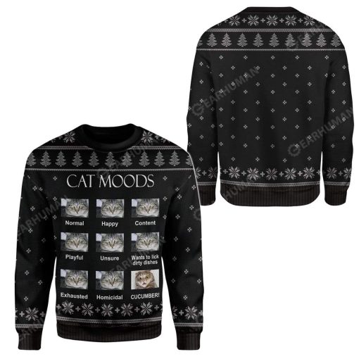 Ugly Cat Moods T-Shirts Hoodies Apparel AN-QM0212196 3D Custom Fleece Hoodies