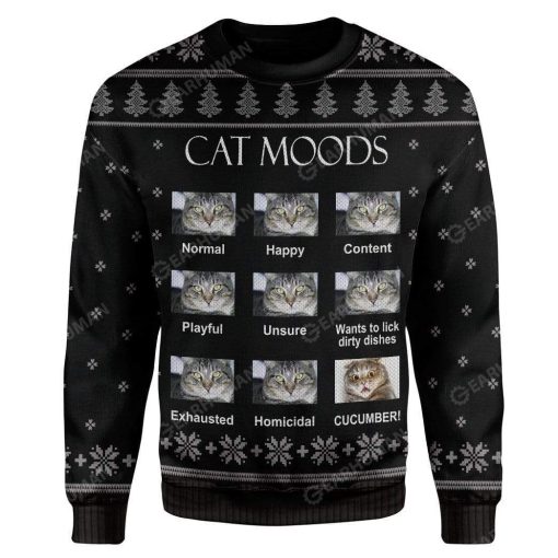 Ugly Cat Moods T-Shirts Hoodies Apparel AN-QM0212196 3D Custom Fleece Hoodies Long Sleeve S