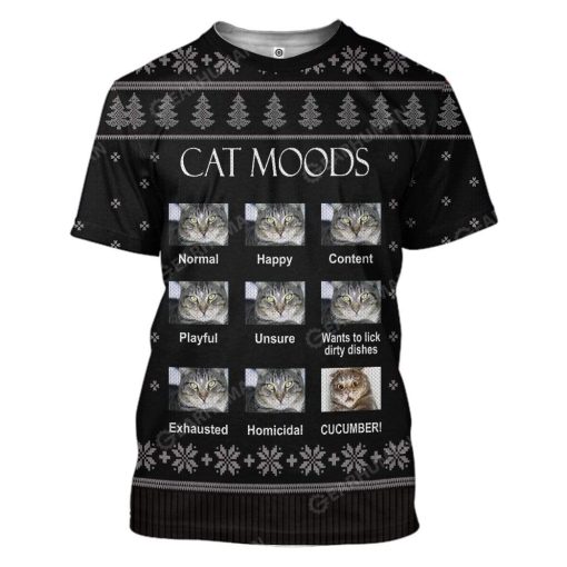 Ugly Cat Moods T-Shirts Hoodies Apparel AN-QM0212196 3D Custom Fleece Hoodies T-Shirt S